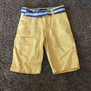 Boys Belted Yellow Shorts